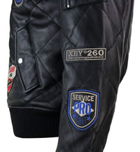 Mens Real Lether Quilted Puffer Varsity Baseball Bomber Letterman Jacket Badge